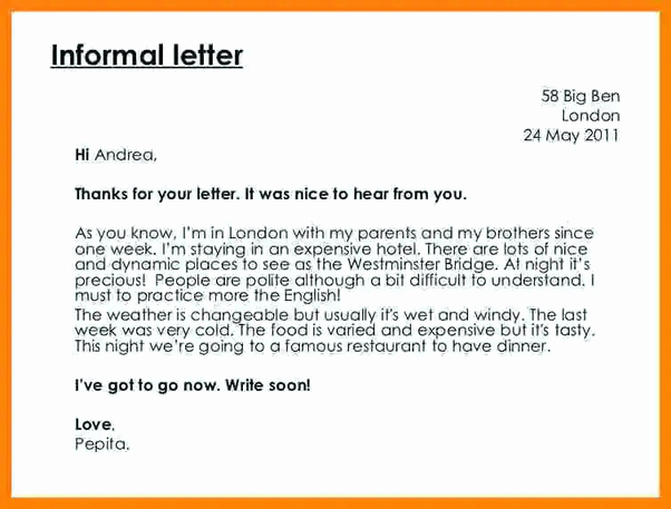 Informal Letter Writing format Elegant What is the Proper format Of Writing Informal Letters Quora