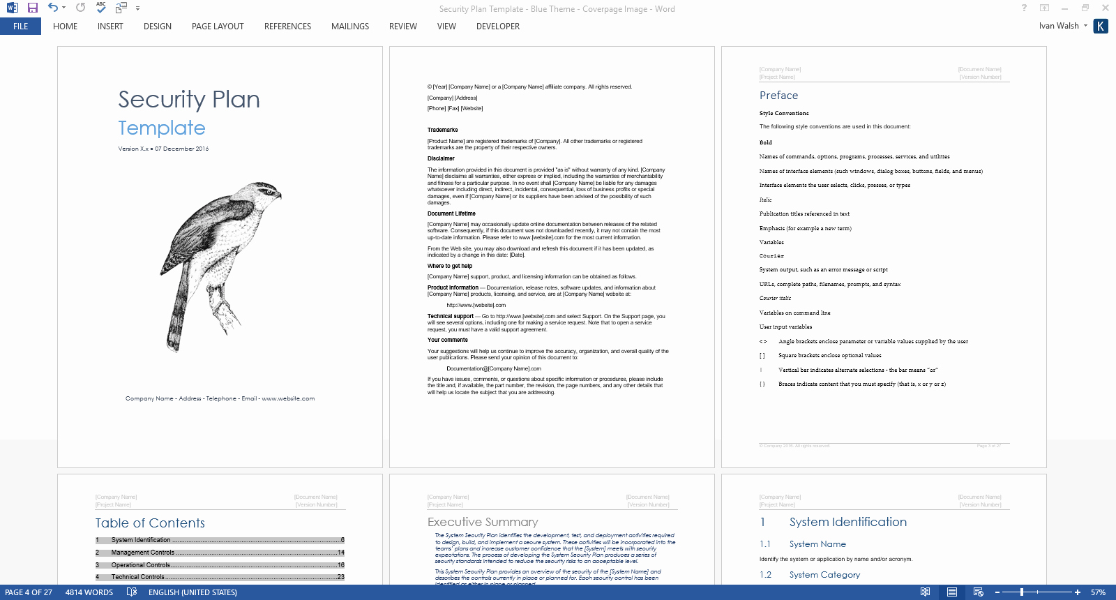 Information Security Plan Template Elegant Security Plan – Ms Word Template – Instant Download
