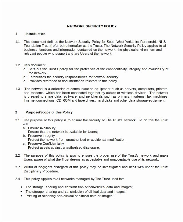 Information Security Plan Template Lovely Security Policy Template 7 Free Word Pdf Document