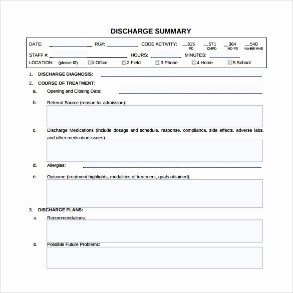 Inpatient Psychiatric Treatment Plan Template Awesome 11 Discharge Summary Samples