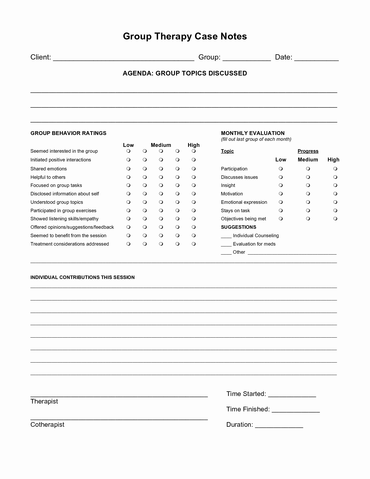 Inpatient Psychiatric Treatment Plan Template Best Of Free Case Note Templates Group therapy Case Notes