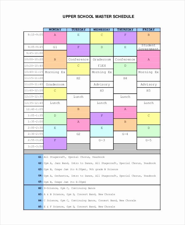 Integrated Master Plan Template Excel Elegant Timetable Maker for High School