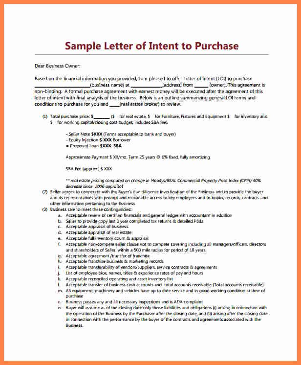 Intent to Purchase Business Agreement Lovely 10 Letter Of Intent for Real Estate Purchase Template