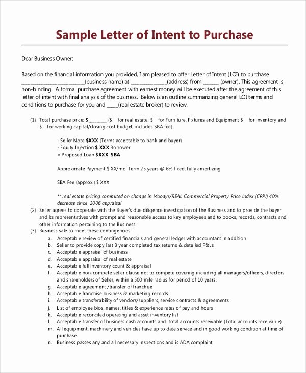 Intent to Purchase Business Agreement Luxury Letter Of Intent Sample 10 Free Documents In Pdf Doc