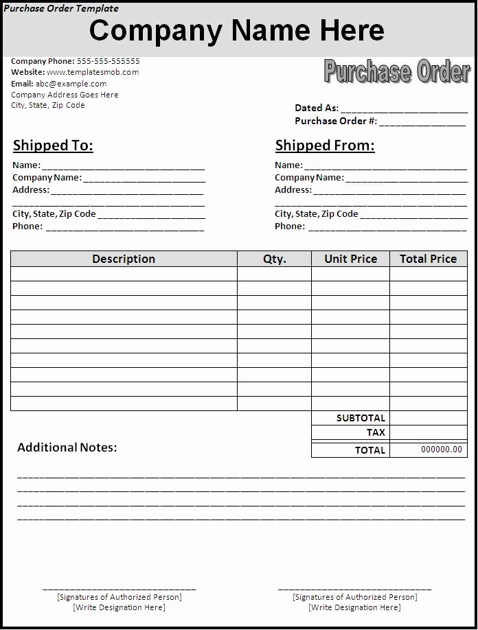Interior Design Purchase order Template Awesome New Blank Purchase order
