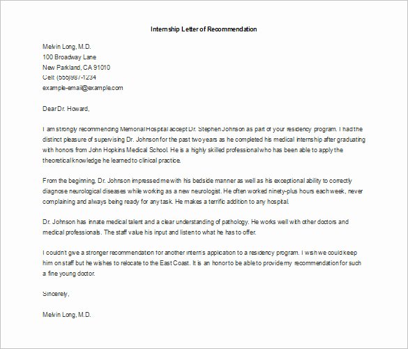 Intern Letter Of Recommendation Best Of How to Write A Re Mendation Letter [sample Templates