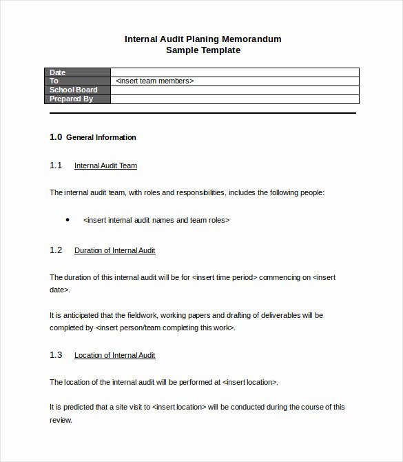 Internal Audit Plan Template New Memo Templates – 22 Free Word Pdf Documents Download