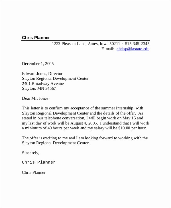 Internship Letter format Students New 67 Acceptance Letter Examples Word Apple Pages Google