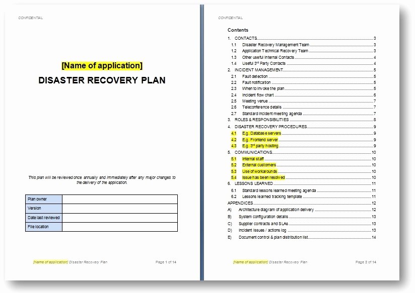 It Disaster Recovery Plan Template Elegant Disaster Recovery Plan Template