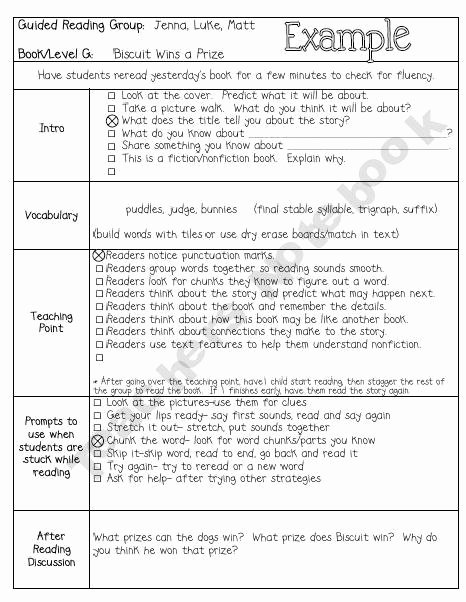 Jan Richardson Lesson Plan Template Lovely Guided Reading Lesson Plan Template