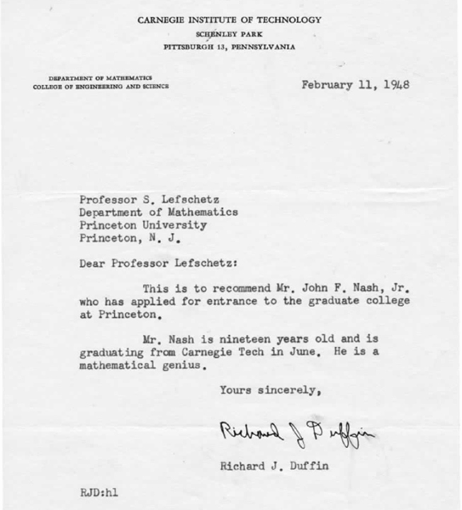 John Nash Letter Of Recommendation Awesome John Nash Letter Of Re Mendation