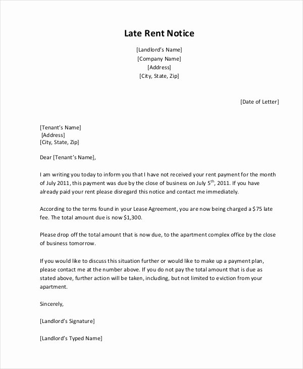 Late Letter Of Recommendation Unique 7 Late Rent Notice Examples &amp; Samples