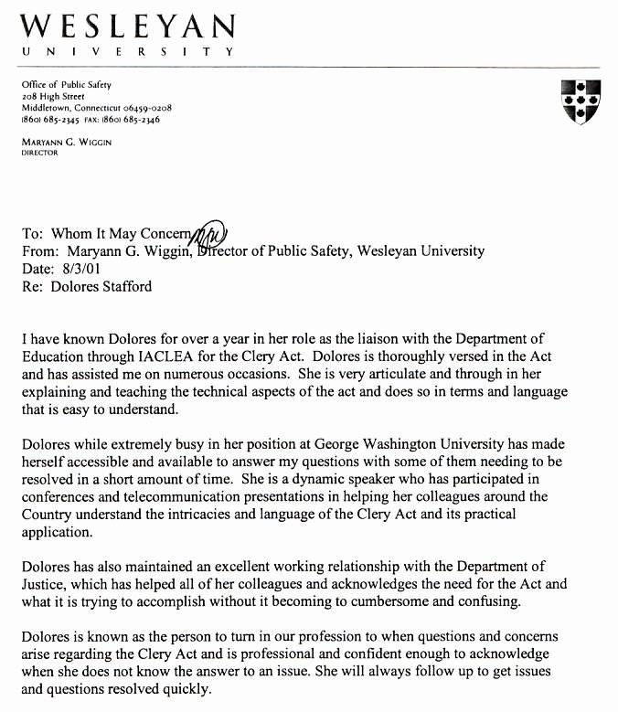 Law Enforcement Letter Of Recommendation Best Of About Clery Act Training &amp; Campus Safety D Stafford