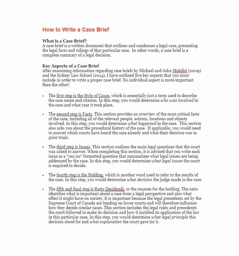 Law School Case Brief Template Awesome 40 Case Brief Examples &amp; Templates Template Lab