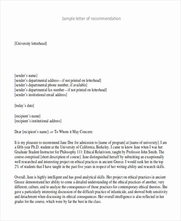 Law School Recommendation Letter Lovely Sample Law School Letter Of Re Mendation 6 Examples