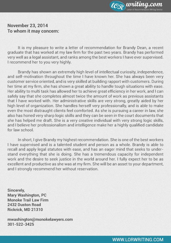 Law School Recommendation Letter Luxury Professional Law School Letter Of Re Mendation Sample