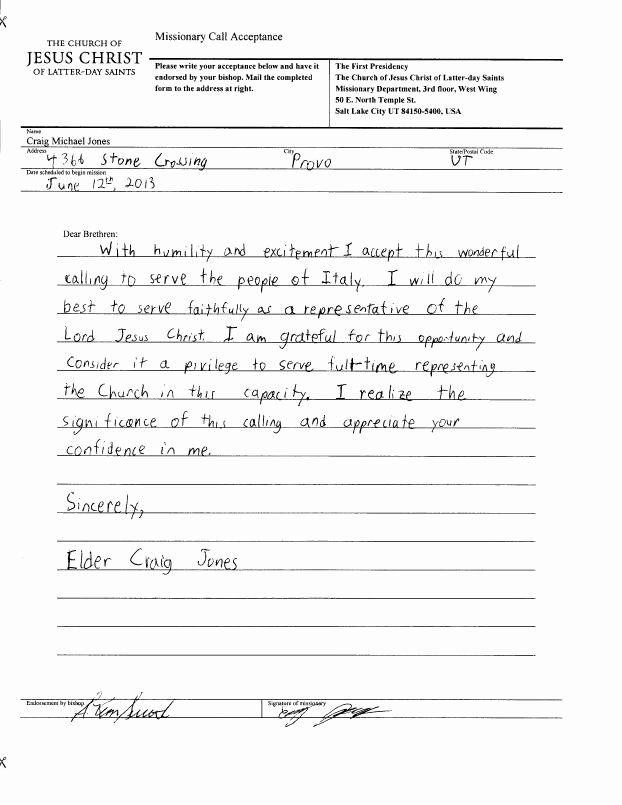 Lds Missionary Letter Template Lovely Acceptance Letter