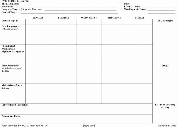 Learning Focused Lesson Plan Template Fresh Download Printable Preschool Lesson Plan Template for Free