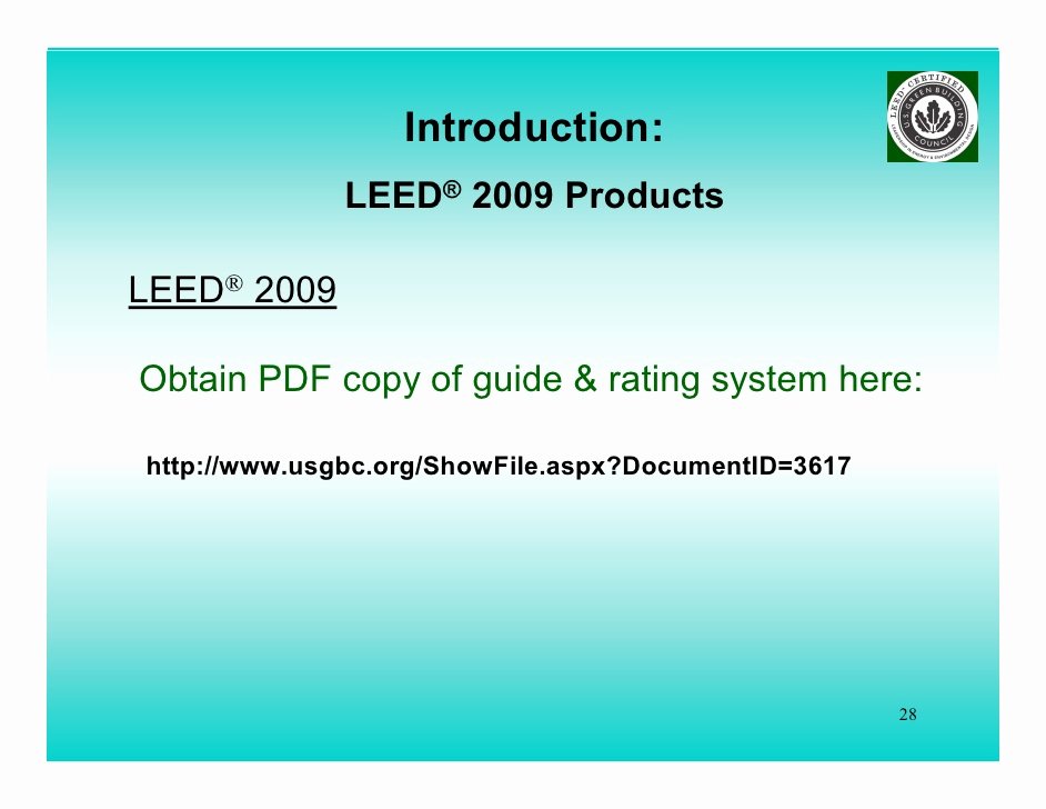 Leed Letter Template Awesome Whats New Leed 2009 Lorman Ppt