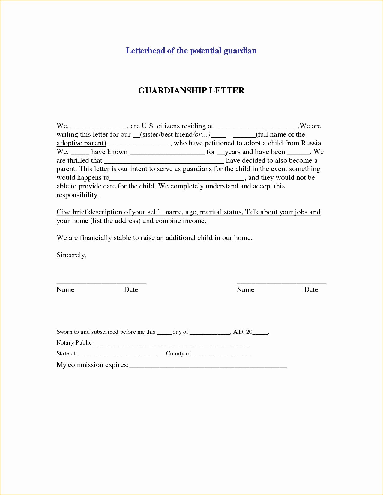 Legal Letter format Template Lovely Permanent Guardianship Letter Template Collection