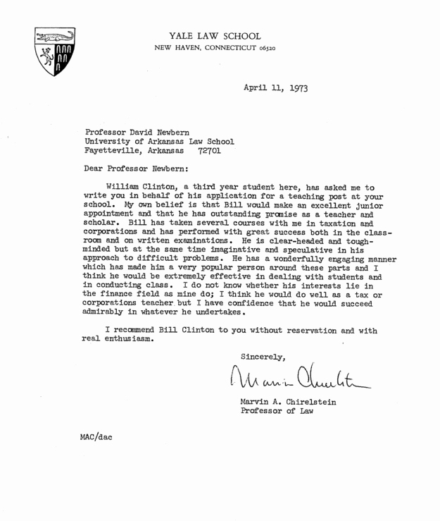 Legal Letter Of Recommendation Best Of Here S Bill Clinton S Personnel File From His Time as An