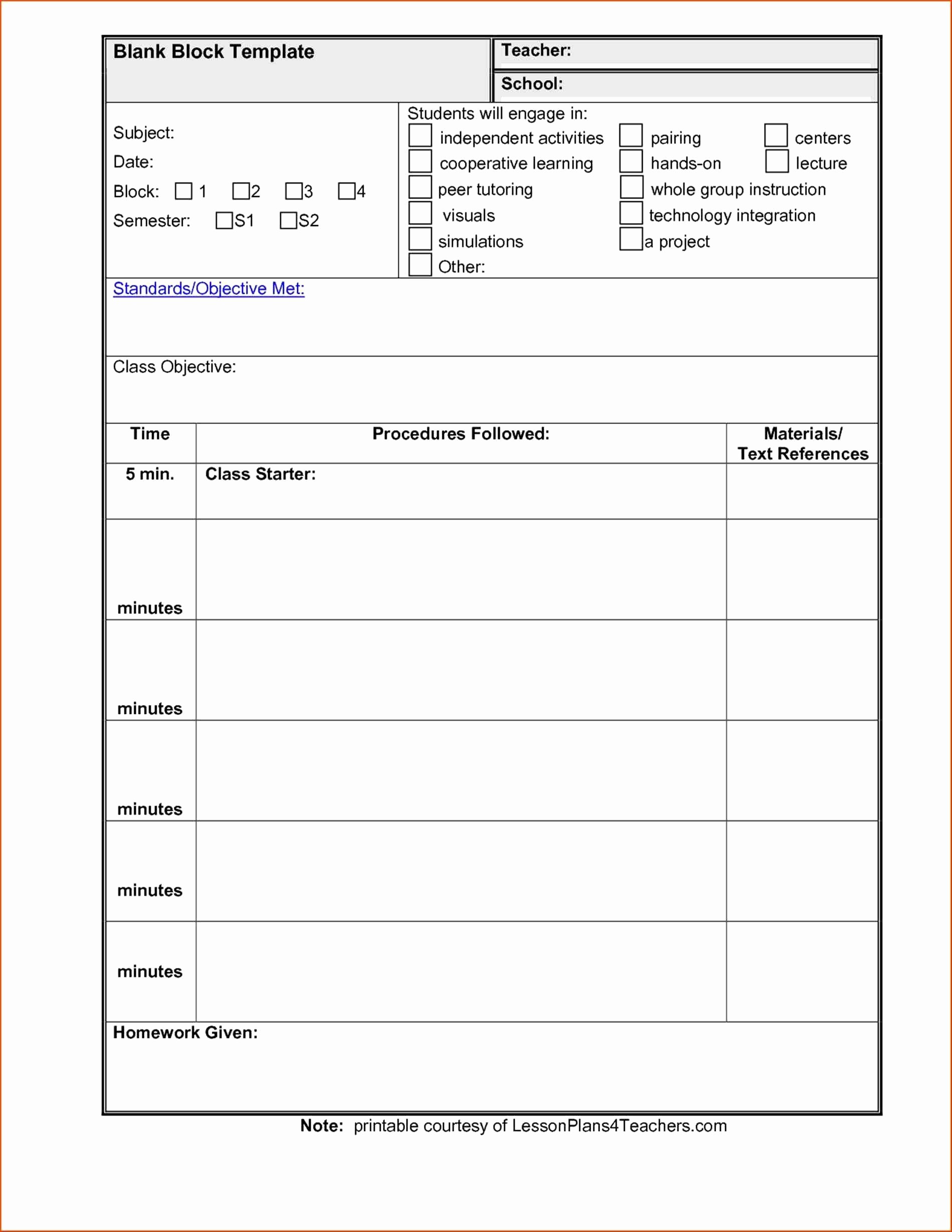 Lesson Plan Calendar Template Elegant Basic Lesson Plan Template Printable – Calendar Printable