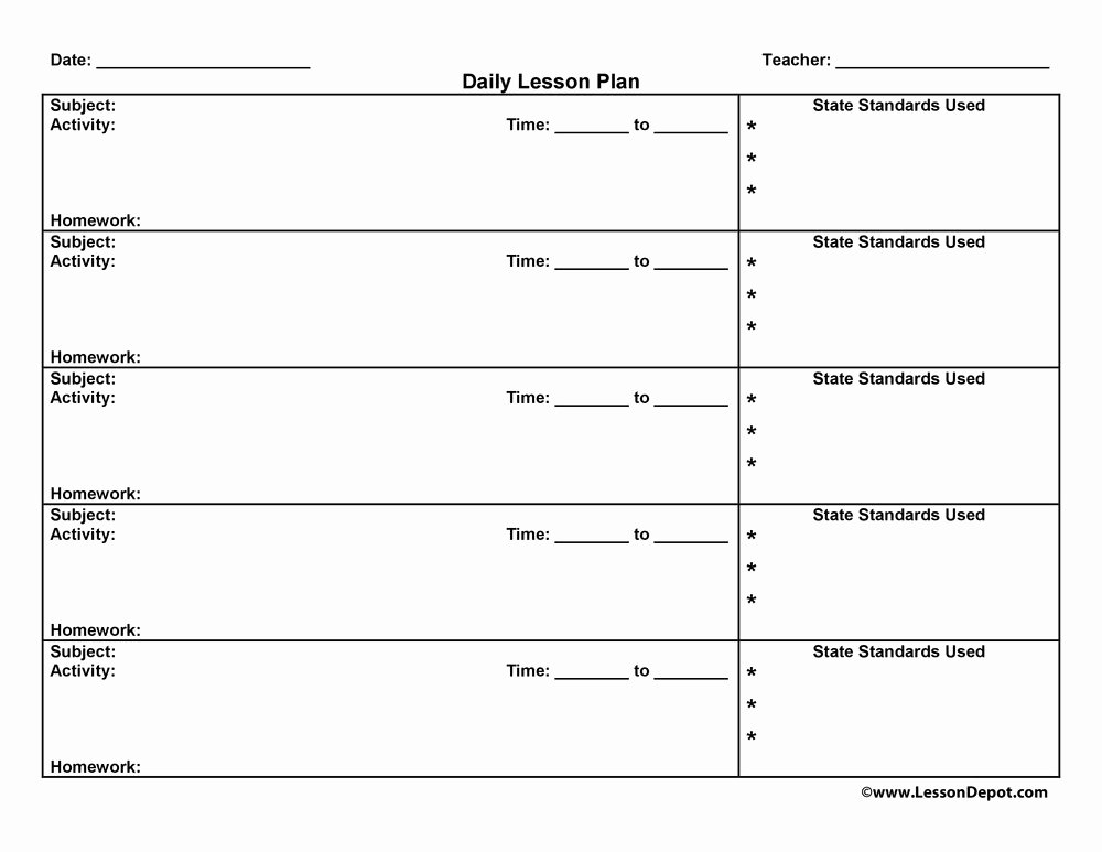 Lesson Plan format Template Fresh Lesson Plans Resources