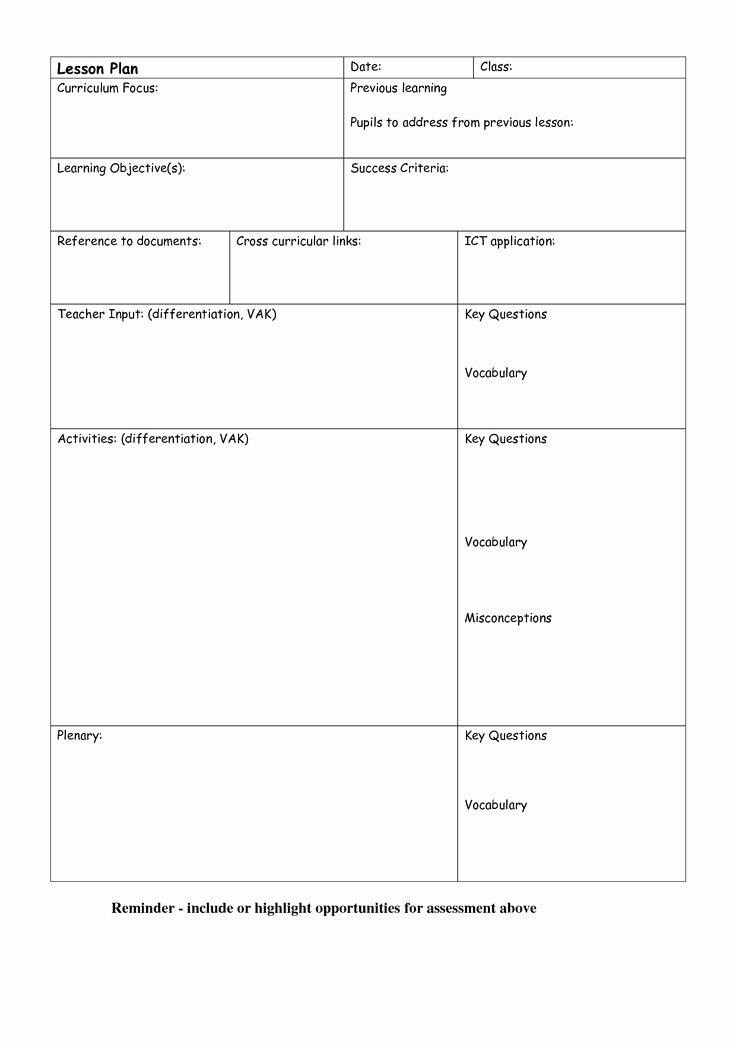 Lesson Plan Template Doc Awesome Printable Blank Lesson Plans form