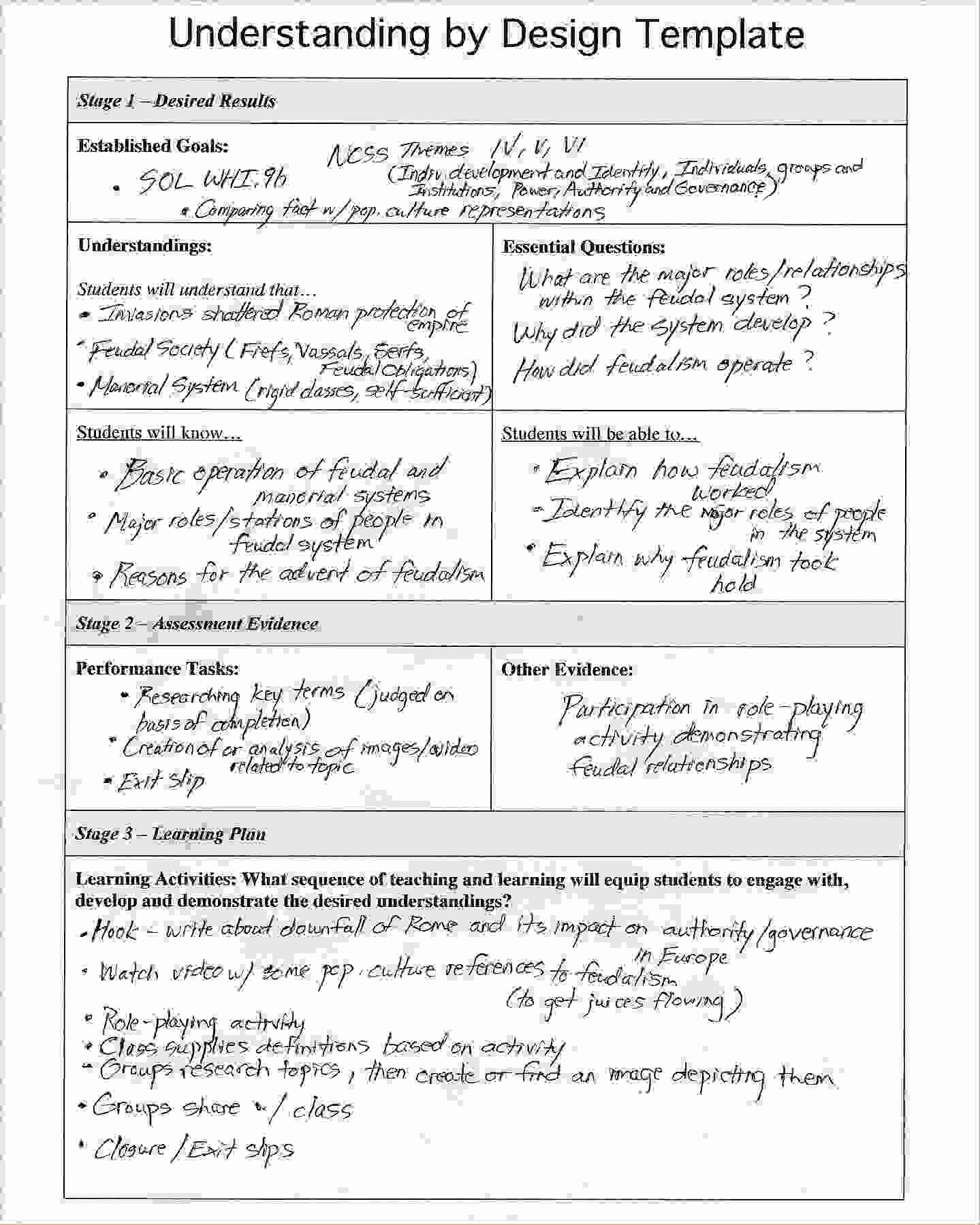 Lesson Plan Template Doc Luxury Understanding by Design Template
