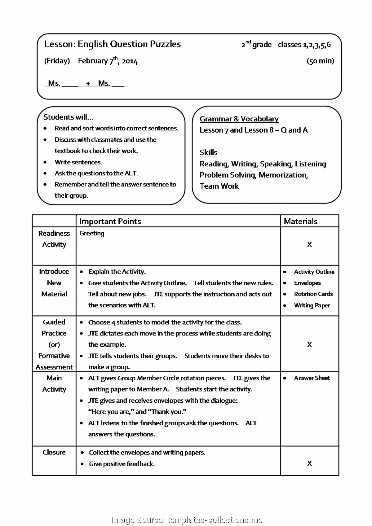Lesson Plan Template for Elementary Beautiful Fresh Elementary English Lesson Plans Lesson Plan Template