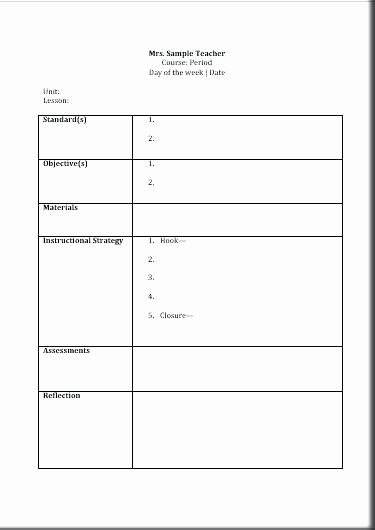 Lesson Plan Template for Elementary Unique Daily Lesson Plan Template for Elementary Teachers 8