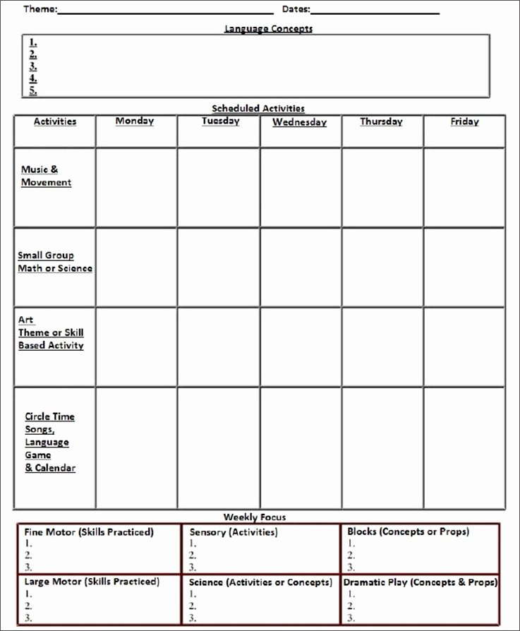 Lesson Plan Template for Preschool Luxury 7 Preschool Lesson Template Free Word Excel Pdf formats