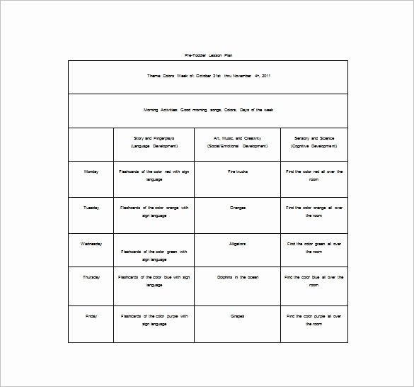 Lesson Plan Template for toddlers Best Of toddler Lesson Plans