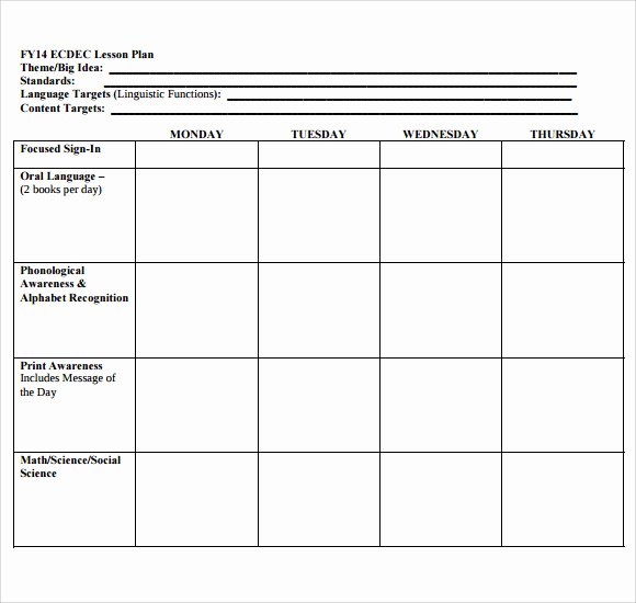 Lesson Plan Template for toddlers Luxury 7 Printable Lesson Plan Templates to Download