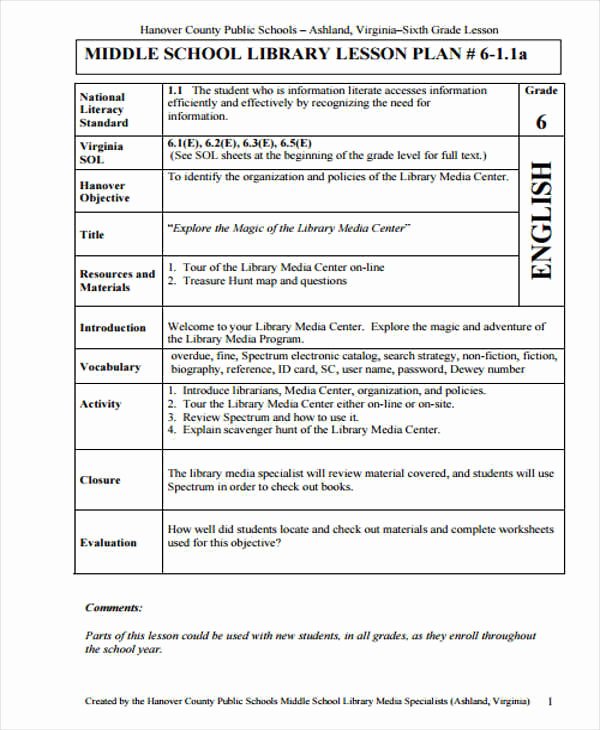 Lesson Plan Template Middle School New 8 Lesson Plan Samples &amp; Templates