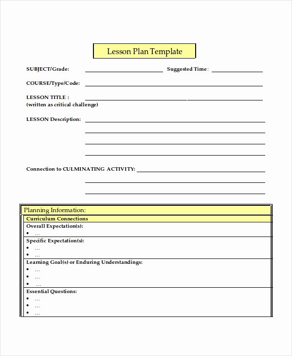 Lesson Plan Template Middle School Unique Lesson Plan Template 10 Free Word Pdf Document