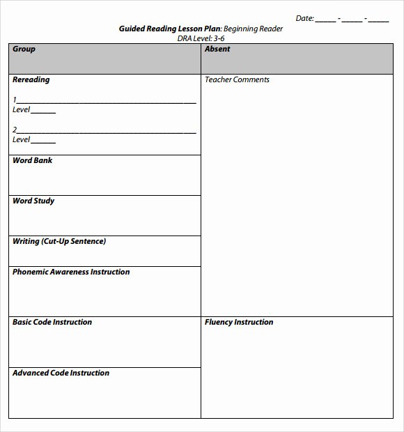 Lesson Plan Template Pdf Unique Sample Guided Reading Lesson Plan 8 Documents In Pdf