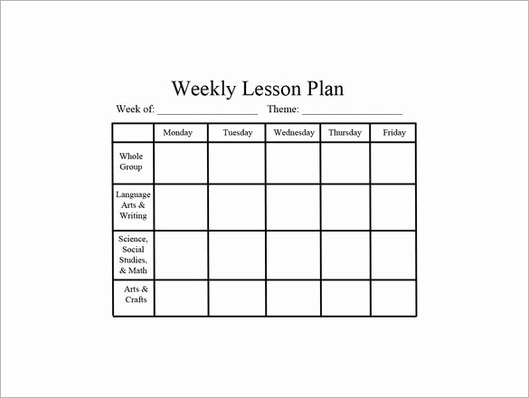 Lesson Plan Template Preschool Unique Weekly Lesson Plan Template 8 Free Word Excel Pdf