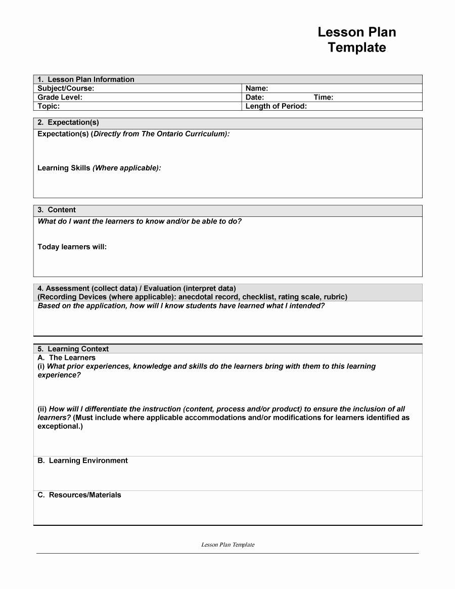 Lesson Plan Template Word Lovely 15 Lesson Plan Templates