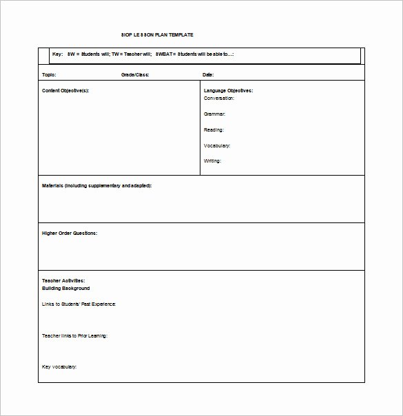 Lesson Plan Template Word Luxury 9 Siop Lesson Plan Templates Doc Excel Pdf