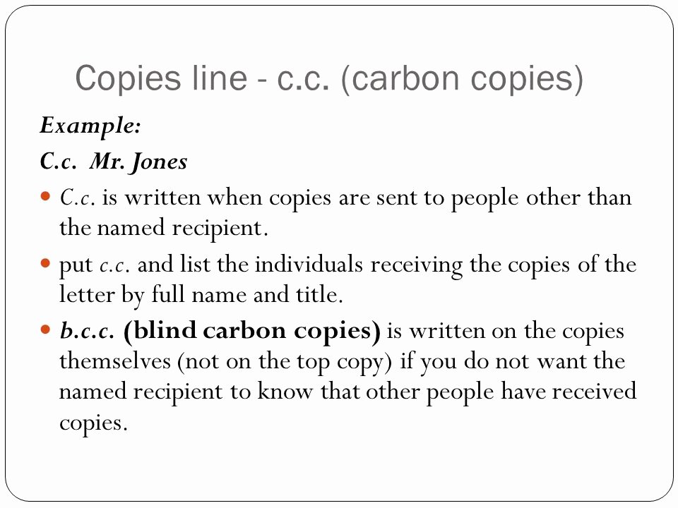 Letter format Carbon Copy Lovely Business Letter Writing Ppt Video Online