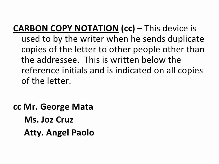Letter format Carbon Copy New Basic and Miscellaneous Parts Of Business Letter