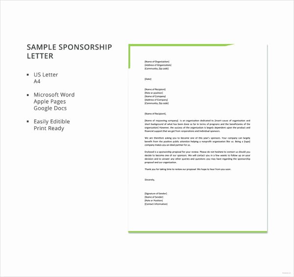 Letter format Google Docs Inspirational 17 Sample Sponsorship Letter Templates Pdf Doc Apple