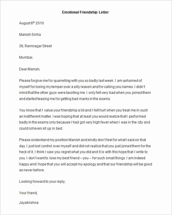 Letter format to A Friend Best Of 49 Friendly Letter Templates Pdf Doc