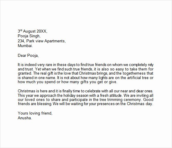 Letter format to A Friend New 19 Christmas Letter Templates Download Free Documents