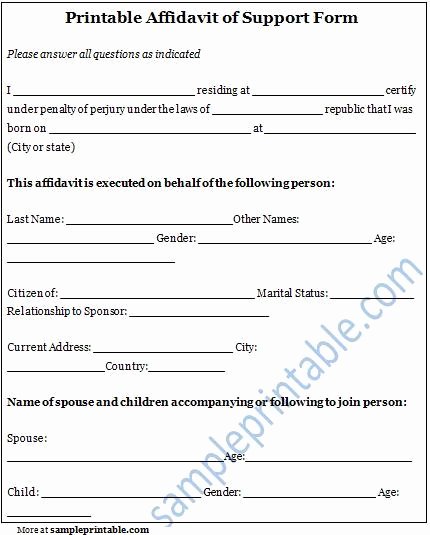 Letter Of Affidavit Of Support Awesome Affidavit Of Support form Printable Affidavit Of Support
