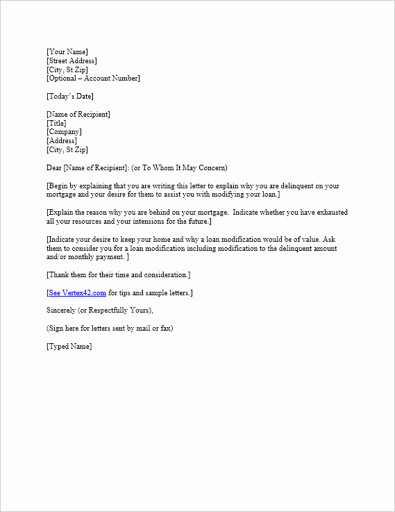 Letter Of Contribution for Loan Modification Luxury Free Hardship Letter Template