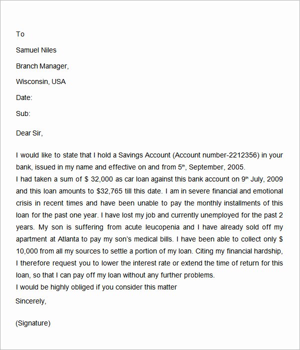 Letter Of Contribution for Loan Modification New Hardship Letter 7 Free Doc Download