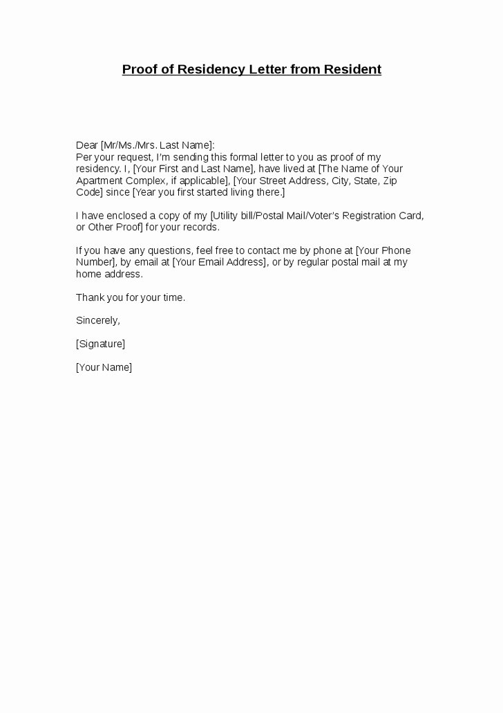 Letter Of Domicile Beautiful Residency Verification Letter Letter Of Re Mendation