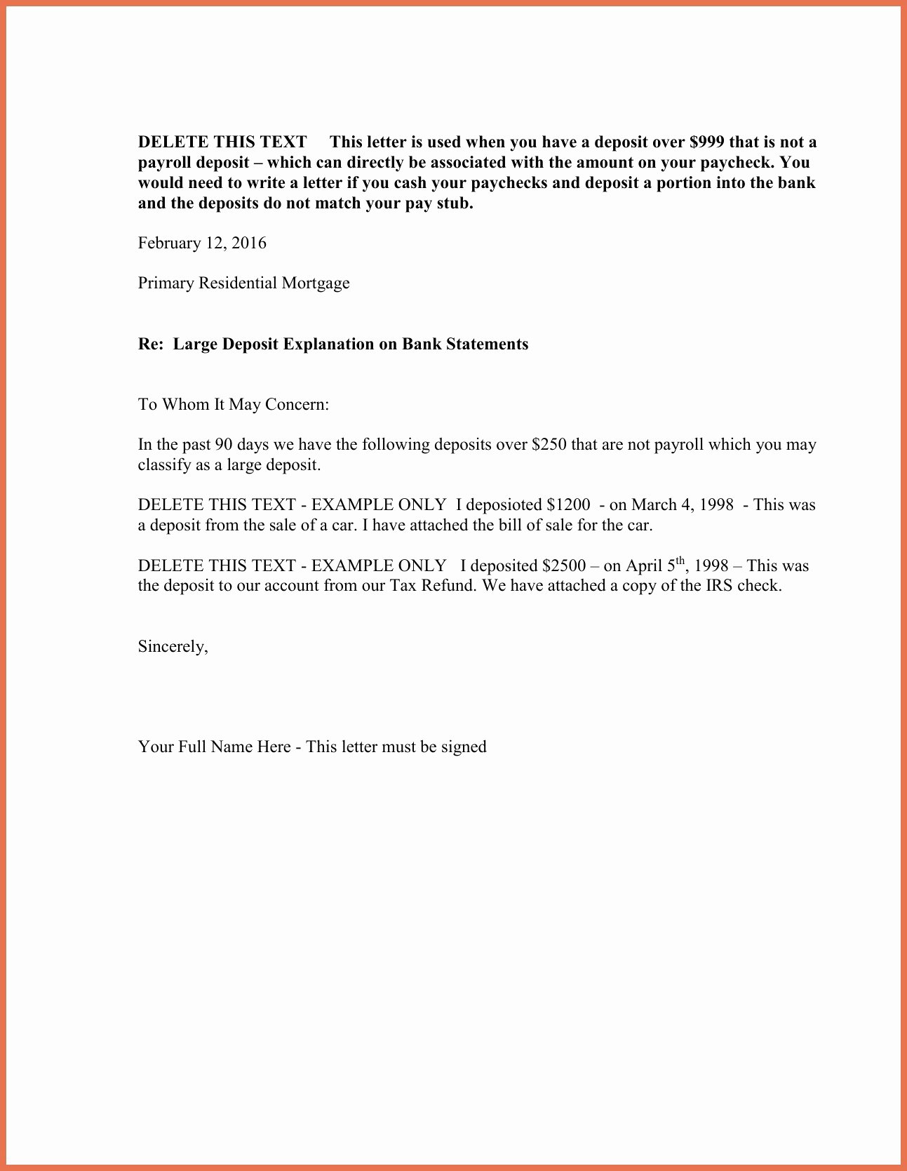 Letter Of Explanation for Credit Inquiries Template New Letter Explanation for Cash Out Refinance Template